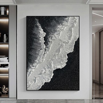 Noire et blanche œuvres - Noir blanc Plage vague sable 03 décoration murale